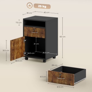 HOMCOM Κινητή Μονάδα Γραφείου με Ανοιχτό Ράφι, Συρτάρι με Κλειδαριά... HOMCOM Κινητή Μονάδα Γραφείου με Ανοιχτό Ράφι, Συρτάρι με Κλειδαριά...