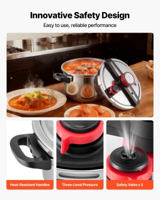 VEVOR Ανοξείδωτη Χύτρα Ταχύτητας 9L με Ρυθμίσεις Πίεσης & Διαχωριστ...