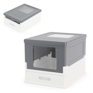 Costway Φορητή Αυτοκαθαριζόμενη Λεκάνη Γάτας με Καπάκι και Μπροστιν...