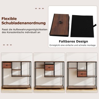 Costway Βιομηχανικό Τραπέζι Κονσόλα με Αποθηκευτικό Χώρο και Ράφια,...