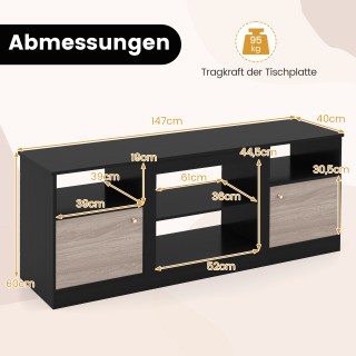Costway Τηλεοπτικό Ντουλάπι με LED Φωτισμό για Τηλεόραση 65 με Ρυθμ...