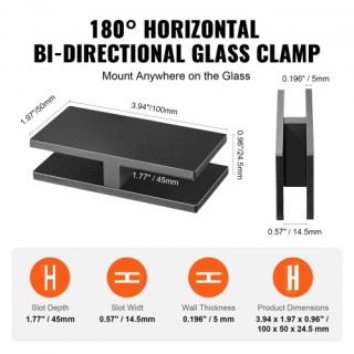 Σετ 4 Μαύρων Σφιγκτήρων VEVOR για Γυάλινα Κάγκελα (0.31-0.47)  BLZJ...