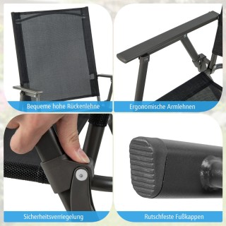 Σετ 4 Πτυσσόμενες Καρέκλες  Βεράντας με Μεταλλικό Σκελετό και Ανθεκ...