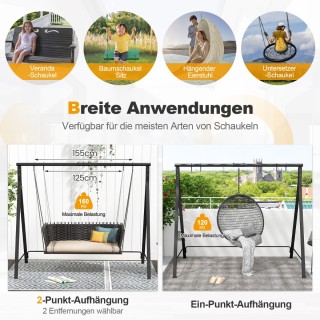 Costway Μεταλλική κούνια με 5 κρίκους ανάρτησης 210 x 115 x 175 cm... Costway Μεταλλική κούνια με 5 κρίκους ανάρτησης 210 x 115 x 175 cm...