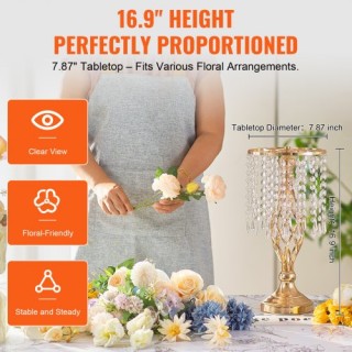 VEVOR  20 τεμ. 43cm Κρυστάλλινη Βάση Λουλουδιών για Γάμο/Διακόσμηση...