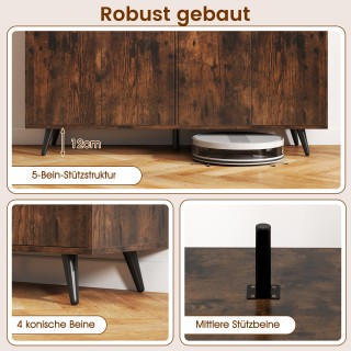 Costway  Ξύλινος Μπουφές με 4 Πόρτες & Ρυθμιζόμενα Ράφια, 127,5 x 3...