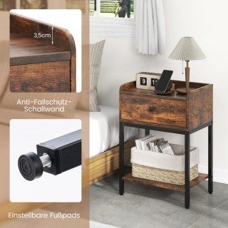 Costway  Πολυλειτουργικό Κομοδίνο με Ενσωματωμένο Σταθμό Φόρτισης κ...