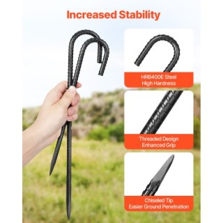 VEVOR Σετ 16 Ανθεκτικών Γαλβανισμένων Αγγυρίων Εδάφους J Hook 12 Ιν...