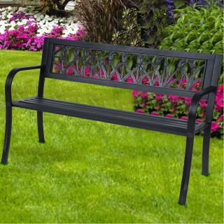 BAKAJI Εξωτερικός Πάγκος Κήπου από Σίδερο με Πλάτη Διακόσμηση Τουλ... BAKAJI Εξωτερικός Πάγκος Κήπου από Σίδερο με Πλάτη Διακόσμηση Τουλ...