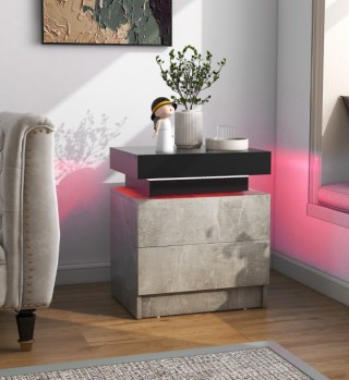 Κομοδίνο με LED φωτισμό ,  2 συρτάρια & Τηλεχειριστήριο -- 45 x 35 ...