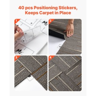 VEVOR Πλακάκια Χαλιού Επαναχρησιμοποιούμενα, 24 Τεμάχια, Σκούρο Καφ...