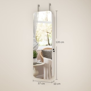 HOMCOM Καθρέπτης-Κοσμηματοθήκη Τοίχου με Εσωτερικό Φωτιζόμενο Καθρέ...