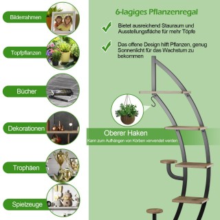 Costway 7-επίπεδη Μεταλλική Ραφιέρα Φυτών με Καμπυλωτό Σχέδιο και Α... Costway 7-επίπεδη Μεταλλική Ραφιέρα Φυτών με Καμπυλωτό Σχέδιο και Α...