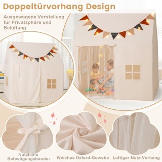 Costway Παιδική Σκηνή Παιχνιδιού σε Στυλ Καλύβας με Μαξιλάρι και Δι...