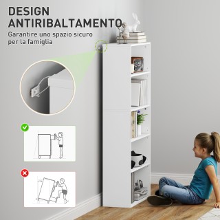 HOMCOM Κινητή Βιβλιοθήκη με 5 Ράφια και 3 Ευέλικτα Ράφια, Ξύλινη, 6...