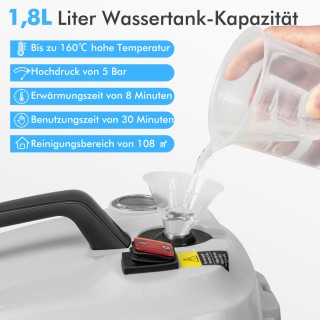 Costway Φορητός Ατμοκαθαριστής 2000W, Πολυλειτουργικός με 15 Εξαρτή...