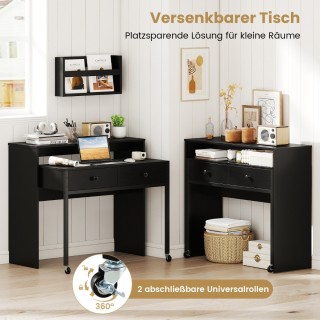 Costway  Επέκταση Γραφείου Υπολογιστικός Σταθμός με 2 Συρτάρια & Ρό...