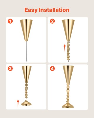 VEVOR 20 τεμ Βάσεις Λουλουδιών Γάμου, 43 εκ Ψηλές, Χρυσές HLHP165IN...