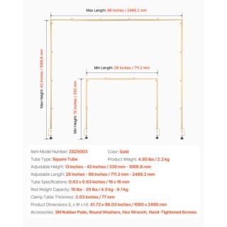 VEVOR Ρυθμιζόμενη Βάση Τραπεζιού με Σφιγκτήρα για Αψίδα 28-98 ίντσε...