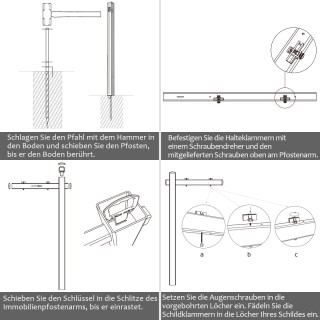 Costway Πινακίδα Ακινήτου UPVC 180 cm για Πώληση σε Γκαράζ OP3931WH