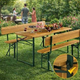 BAKAJI Σετ Μπυραρίας με 2 Πάγκους και Πτυσσόμενο Τραπέζι με Πλάτη, ...