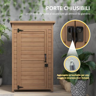 Ξύλινο ντουλάπι κήπου με ρυθμιζόμενο ράφι και κλειδαριά, 75x56x117c... Ξύλινο ντουλάπι κήπου με ρυθμιζόμενο ράφι και κλειδαριά, 75x56x117c...