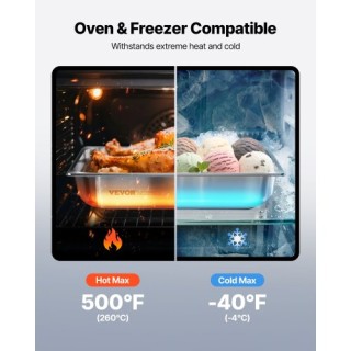 VEVOR Σετ 4 Ανοξείδωτες Λεκάνες Ξενοδοχείου 1/2, Βάθος 2.5 ίντσες 1...