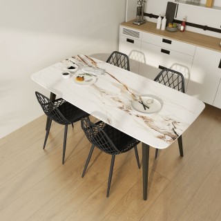 HOMCOM Σετ 4 Μοντέρνες Καρέκλες Τραπεζαρίας με Διάτρητη Πλάτη από Π...