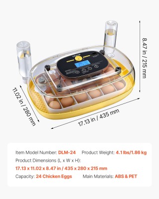 VEVOR Αυτόματη Εκκόλαψη Αυγών με LED Καθαριστή & Έλεγχο Θερμοκρασία...
