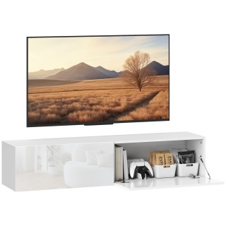 HOMCOM Κινητή Βάση TV με 2 Ντουλάπια για Οθόνες 45-65, 140x33x29.8 ...