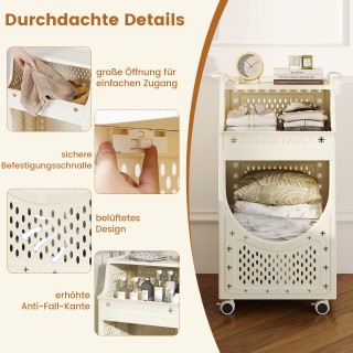 Costway Πτυσσόμενο καρότσι ρούχων με αποσπώμενους σάκους και σταθερ...