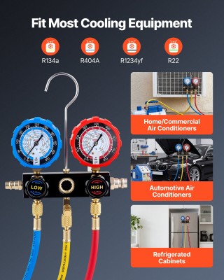 VEVOR Σετ Μανόμετρων Κλιματιστικών για R134a, R404A, R1234yf, R22 μ...