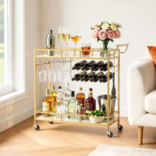 VEVOR Καρότσι μπαρ 2 επιπέδων με ρόδες, γυάλινα ράφια καθρέφτη, θήκ... VEVOR Καρότσι μπαρ 2 επιπέδων με ρόδες, γυάλινα ράφια καθρέφτη, θήκ...