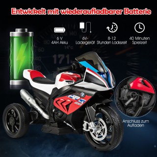 Costway Ηλεκτρική Μηχανή 6V με Μουσική και Φώτα 3-Τροχο Κόκκινη TQ1...