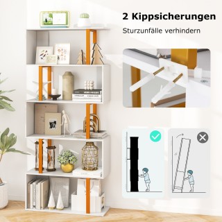 Costway Μοντέρνα Βιβλιοθήκη με Χρυσό Πλαίσιο και Σχήμα S Ράφια JV11... Costway Μοντέρνα Βιβλιοθήκη με Χρυσό Πλαίσιο και Σχήμα S Ράφια JV11...