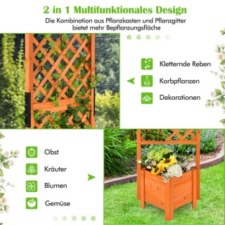 Costway  Υψίστης Ποιότητας Ξύλινη Ζαρντινιέρα με Πέργκολα για Κήπο ...