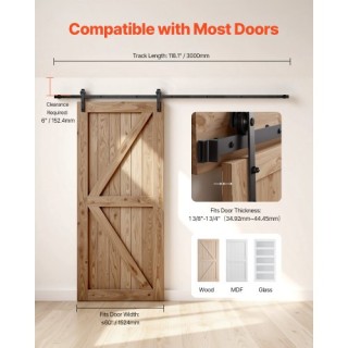 VEVOR Σετ Συστοιχιών 10FT για Μονή Συρόμενη Πόρτα Αχυρώνα J-Σχήμα H...