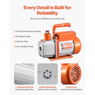 VEVOR Σετ Αντλίας Κενού Μονού Σταδίου με Περιστροφικό Έμβολο 3.5 CF... VEVOR Σετ Αντλίας Κενού Μονού Σταδίου με Περιστροφικό Έμβολο 3.5 CF...