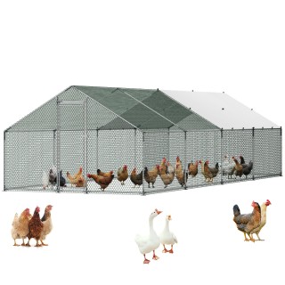 VEVOR Μεταλλικό Κοτέτσι με Κάλυμμα 9,8 x 26,2 x 6,5 ft, Μεγάλος Περ...