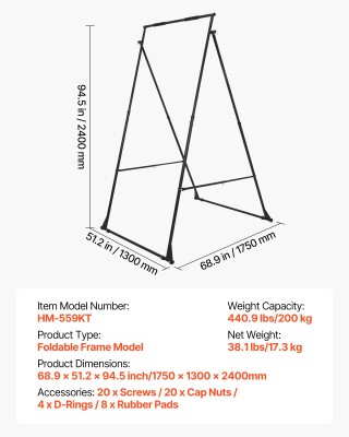 VEVOR Πολυλειτουργική Βάση Αιώρας Γιόγκα με Πλαίσιο Τριγωνικής Δομή...