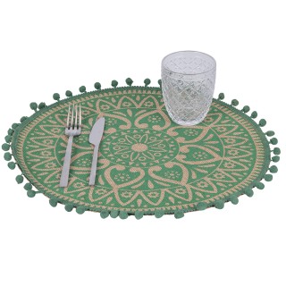 Villa DEste  Σετ 6 τμχ Στρογγυλό σουπλά από γιούτα Green 5918481