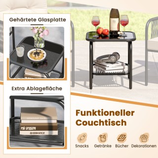 Costway Σετ Εξωτερικών Επίπλων 3 Τεμαχίων από PE-Rattan με Μαξιλάρι...