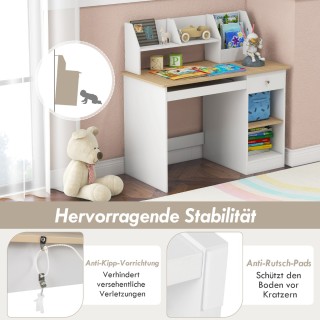Costway Παιδικό γραφείο από ξύλο με αποθηκευτικό χώρο, αντοχή 100kg...