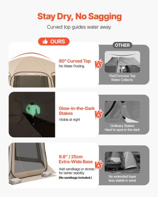 VEVOR Τέντα Σκίασης Ποπ-Απ 12-15 Ατόμων, με Δίχτυ και Τσάντα Μεταφο...