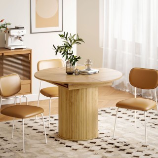 Επεκτάσιμο Τραπέζι για 6-8 Άτομα από Στρογγυλό σε Οβάλ με Βάση Πινα...