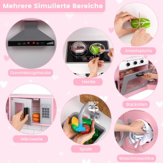 Costway Ροζ Παιδική Κουζίνα Γωνία με Απορροφητήρα, Παγωτομηχανή, Φο... Costway Ροζ Παιδική Κουζίνα Γωνία με Απορροφητήρα, Παγωτομηχανή, Φο...