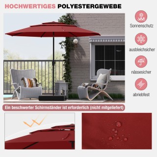 Costway Ανθεκτική και Σταθερή Ομπρέλα Κήπου 300 cm με Μανιβέλα, Δυν...