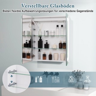 Costway LED Φωτιζόμενο Ντουλάπι Μπάνιου με Ρυθμιζόμενο Φωτισμό και ...