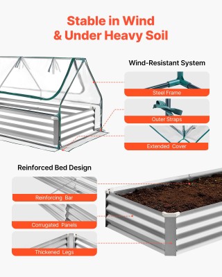 VEVOR Υπερυψωμένο Πλαίσιο Κήπου με Κάλυμμα, 1800 x 900 x 300 mm, Ορ... VEVOR Υπερυψωμένο Πλαίσιο Κήπου με Κάλυμμα, 1800 x 900 x 300 mm, Ορ...