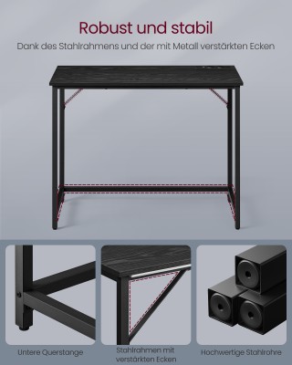 VASAGLE Γραφείο Gaming με LED Φώτα 50x100x76 για Σπίτι/Γραφείο, Μαύρο VASAGLE Γραφείο Gaming με LED Φώτα 50x100x76 για Σπίτι/Γραφείο, Μαύρο